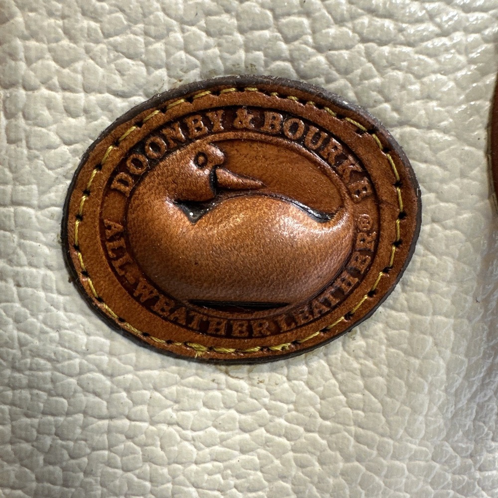 Vintage Dooney & Bourke Bone White/ Tan Leather Shoulder Bag No Strap - Picture 7 of 11